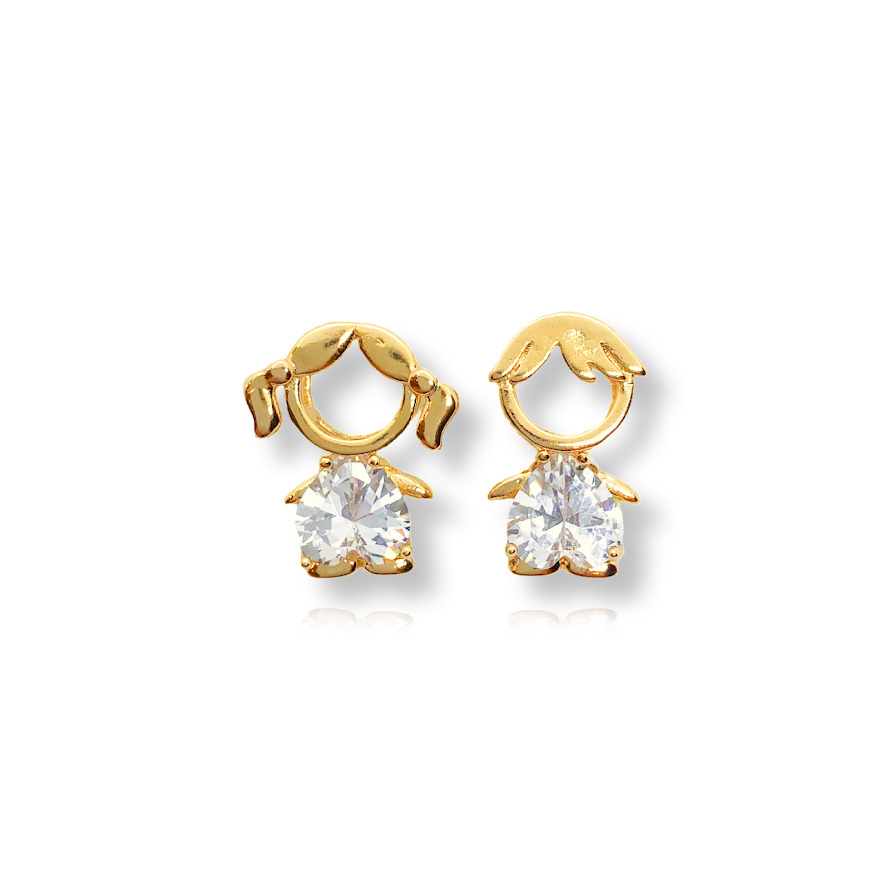 Pingente De Filhos Casal Cristal Dourado